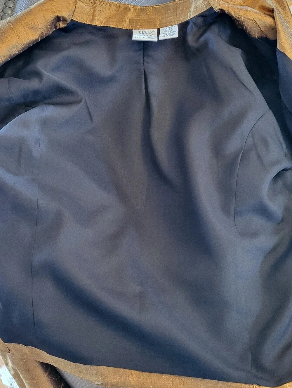 Bleu Bayou Ochre Silk Open Jacket Small